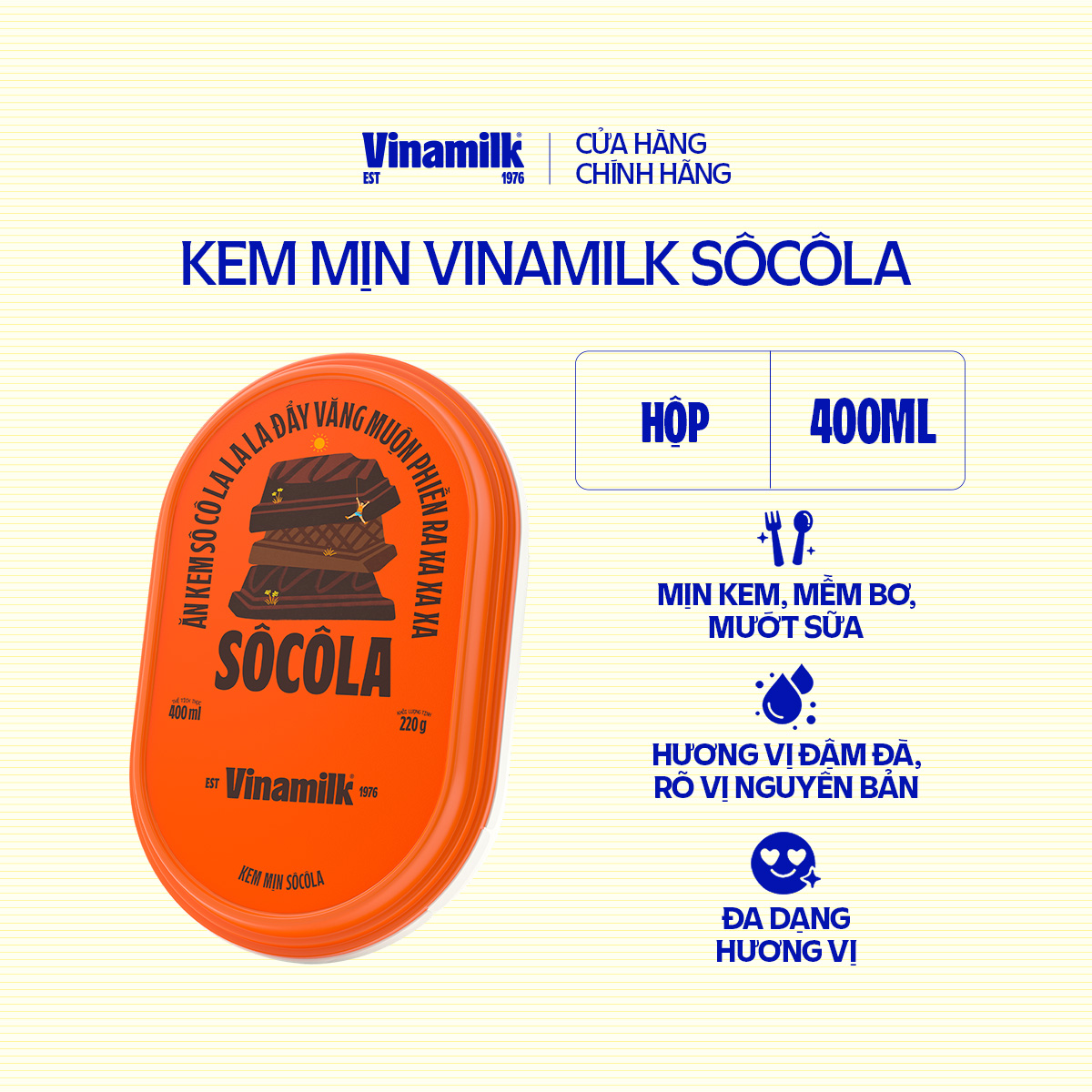2 Hộp Kem Vinamilk Socola Hộp 400ml