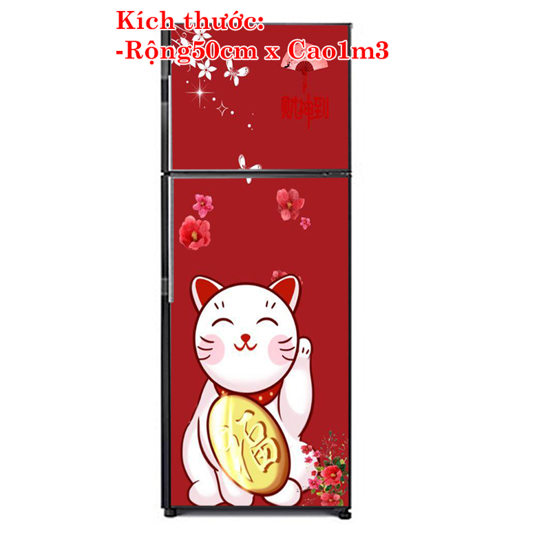 [HCM]Decal trang trí tủ lạnh mẫu Mèo Thần Tài kiểu 3