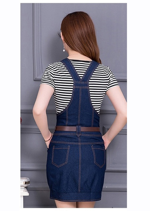 [HCM]Đầm Yếm Jean Nữ Bo Thun Lai Thời Trang