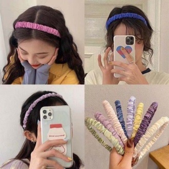 Băng Đô Cài Tóc 💖𝐅𝐑𝐄𝐄 𝐒𝐇𝐈𝐏💖 Vải Satin Gấp Nếp Basic Nhiều Màu