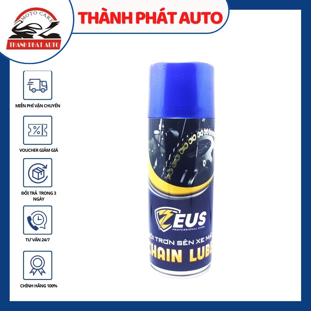 [HCM]Dầu Bôi Trơn Dưỡng Sên ZEUS Chain Lube 400ml Giúp Giảm Tiếng Ồn Sên Vận Hành Êm Chống Mài Mòn Thiết Kế Tiện Lợi