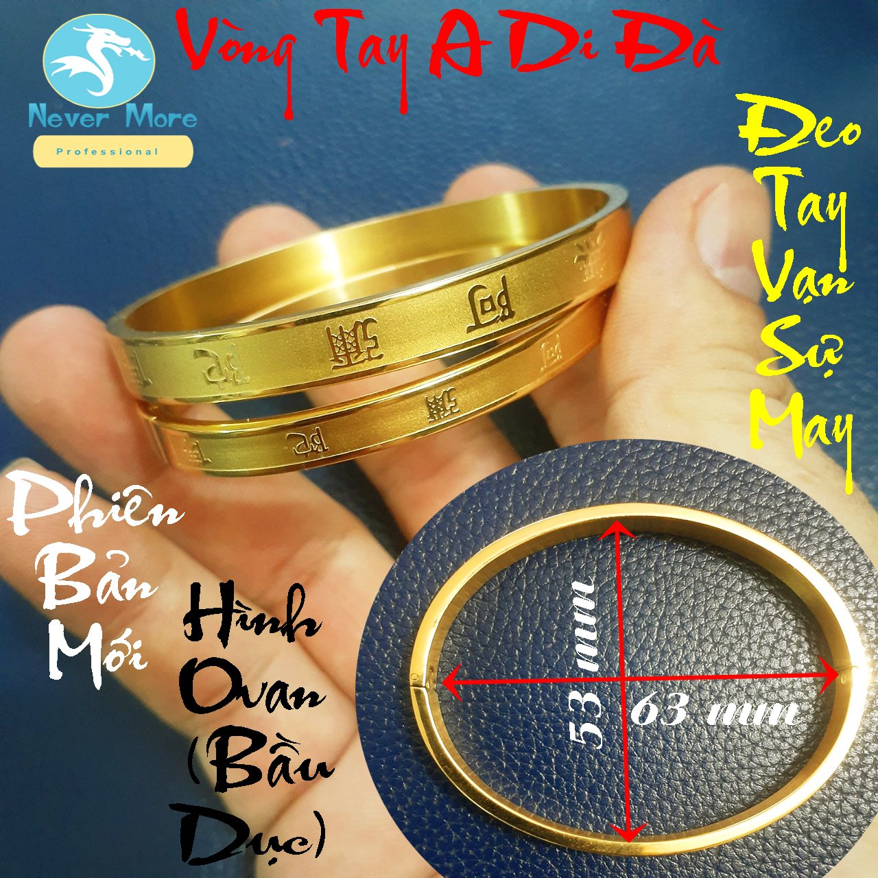 Vòng tay A Di Đà Phật (phiên bản tiếng Hoa) màu vàng chữ nổi siêu đẹp, bền màu - Đeo tay vạn sự may