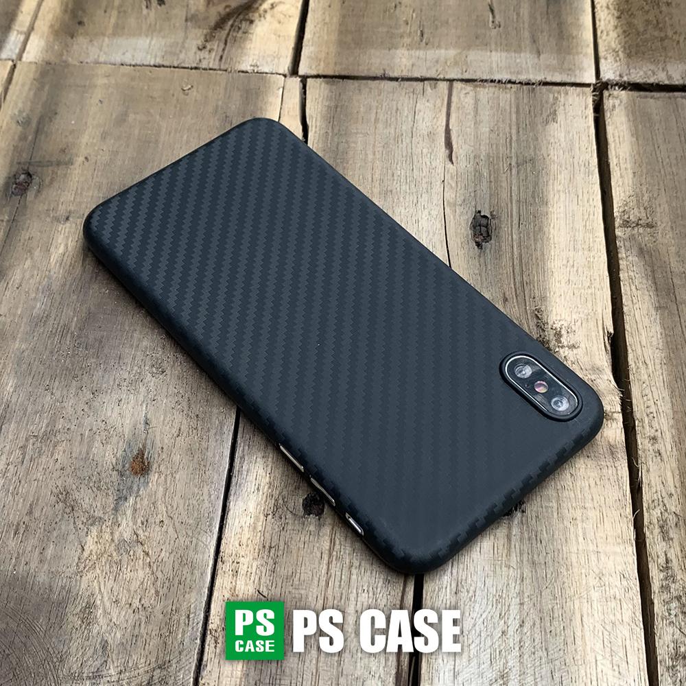 Ốp lưng siêu mỏng, vân carbon dành cho  iPhone XS Max - Màu đen - PS Case Phân Phối