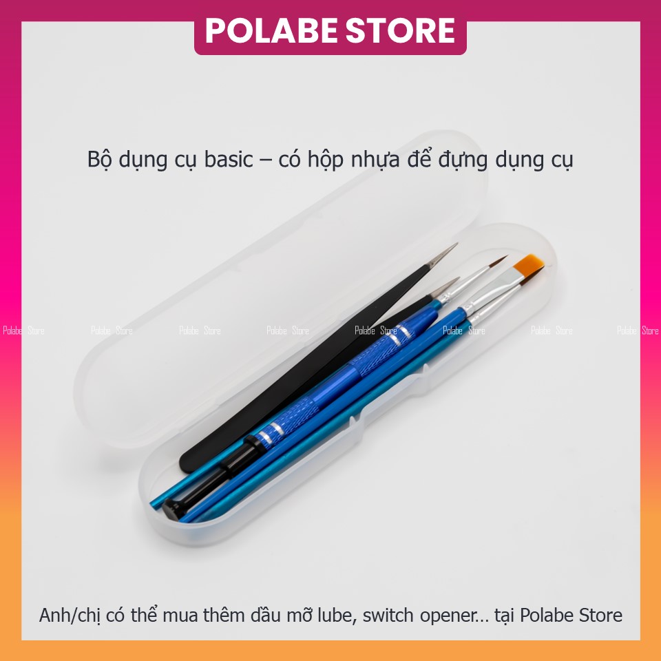 Bộ dụng cụ ADVANCED lube switch, lube stab bàn phím gồm switch puller HC, nhíp, cọ lube xịn, stem picker combo all in 1 dầu mỡ Krytox 205g0 GPL 105 - Polabe Store