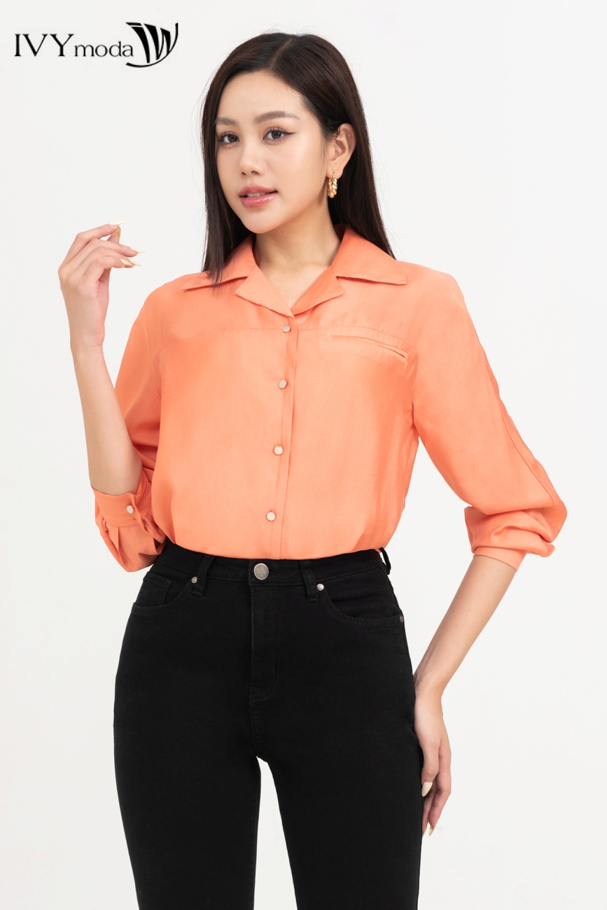 Áo sơ mi lụa ivy moda ms 16m8413