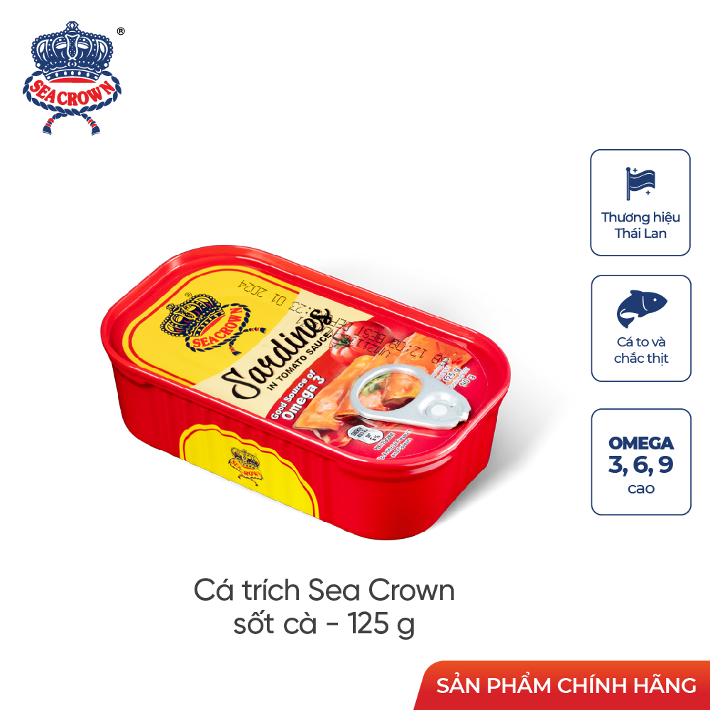 Combo 5 lon Cá Trích Sea Crown sốt cà 125g