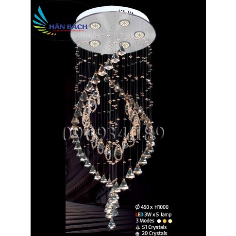 Đèn pha lê thông tầng trang trí phòng khách bàn ăn,đèn thả trần, đèn decor, đèn chùm phale
