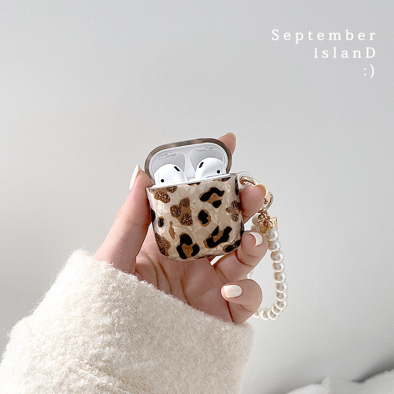 3D Coin pearl bracelet chain Shell Leopard soft Wireless Headset bluetooth case for Apple AirPods 1 2 cover for airpods pro Box