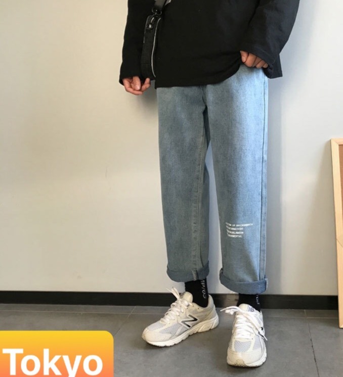 QUẦN BAGGY JEAN NAM CHẤT BÒ XANH ỐNG RỘNG IN CHỮ NHẬT BẢN SÀNH ĐIỆU MỚI CAO CẤP TK-33 TOKYO FASHION