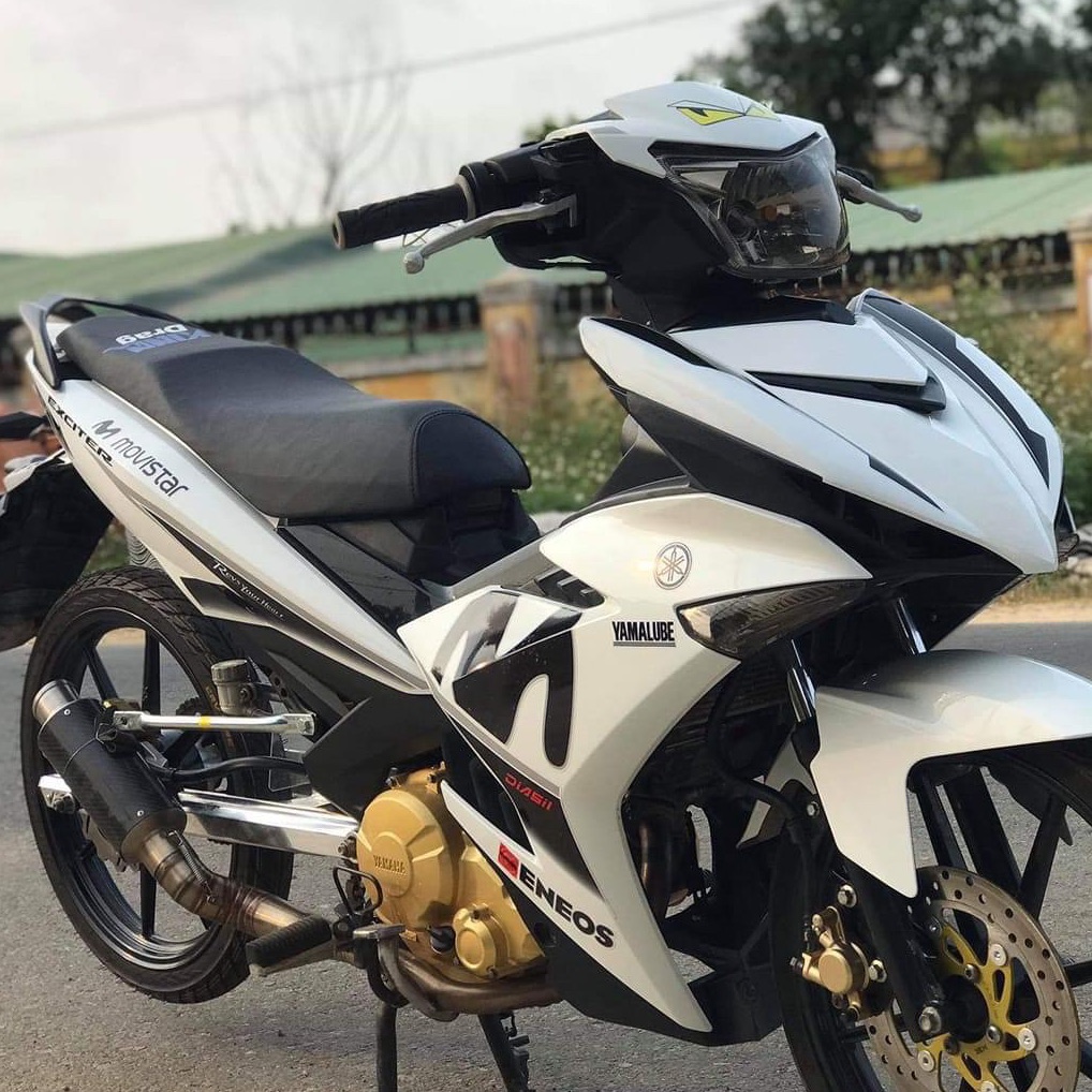 Tem rời exciter 150 Movistar dán xe trắng chữ exciter