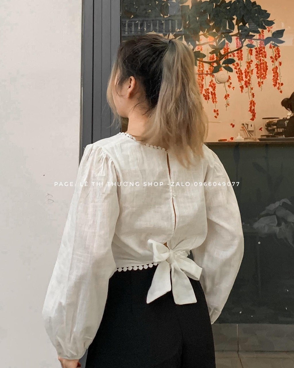 ☀️SET QUẦN SUÔNG + ÁO KIỂU CỘT SAU PHỐI REN