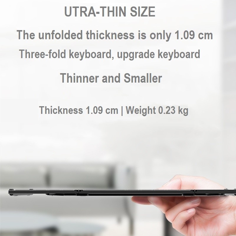 Bàn phím Gấp gọn không dây Bluetooth B66T - Tích hợp Chuột Touchpad - pin sạc - có hàng phím F1-F12 - Siêu nhẹ