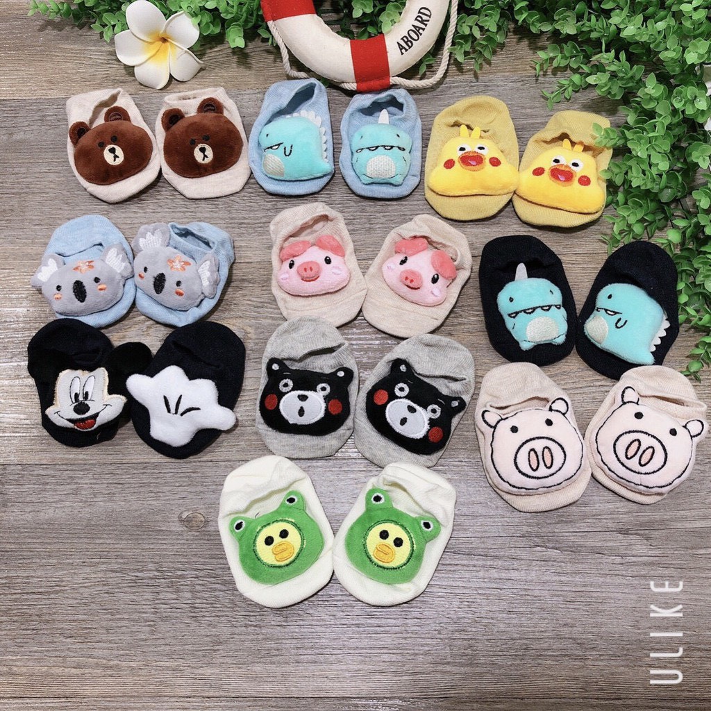 Vớ tất hình thú 3D chống trượt cho bé (size S, M) - 1 đôi