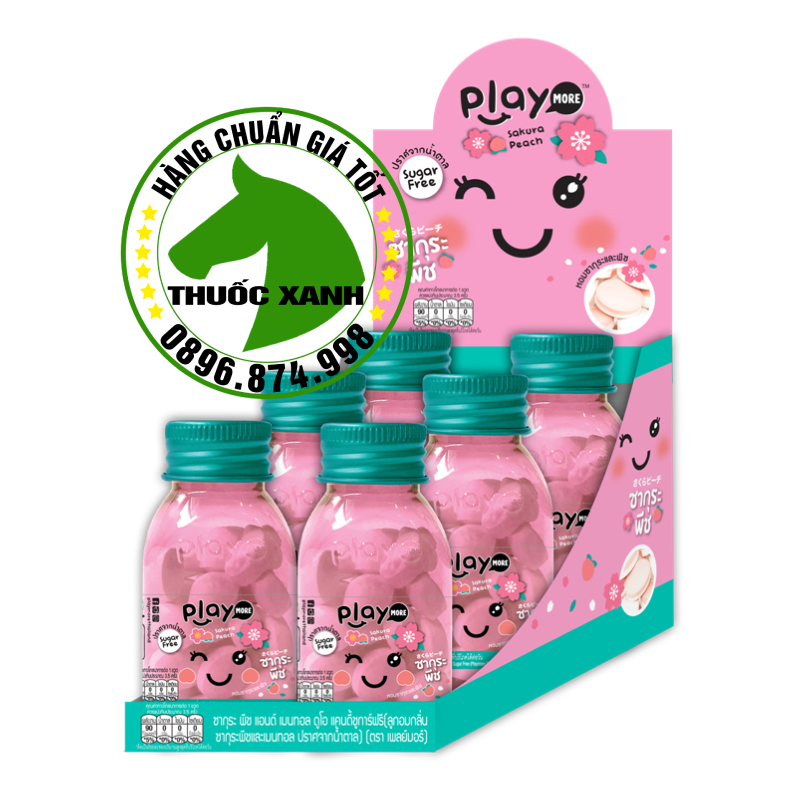 3 hộp kẹo Play more vị đào Thái lan