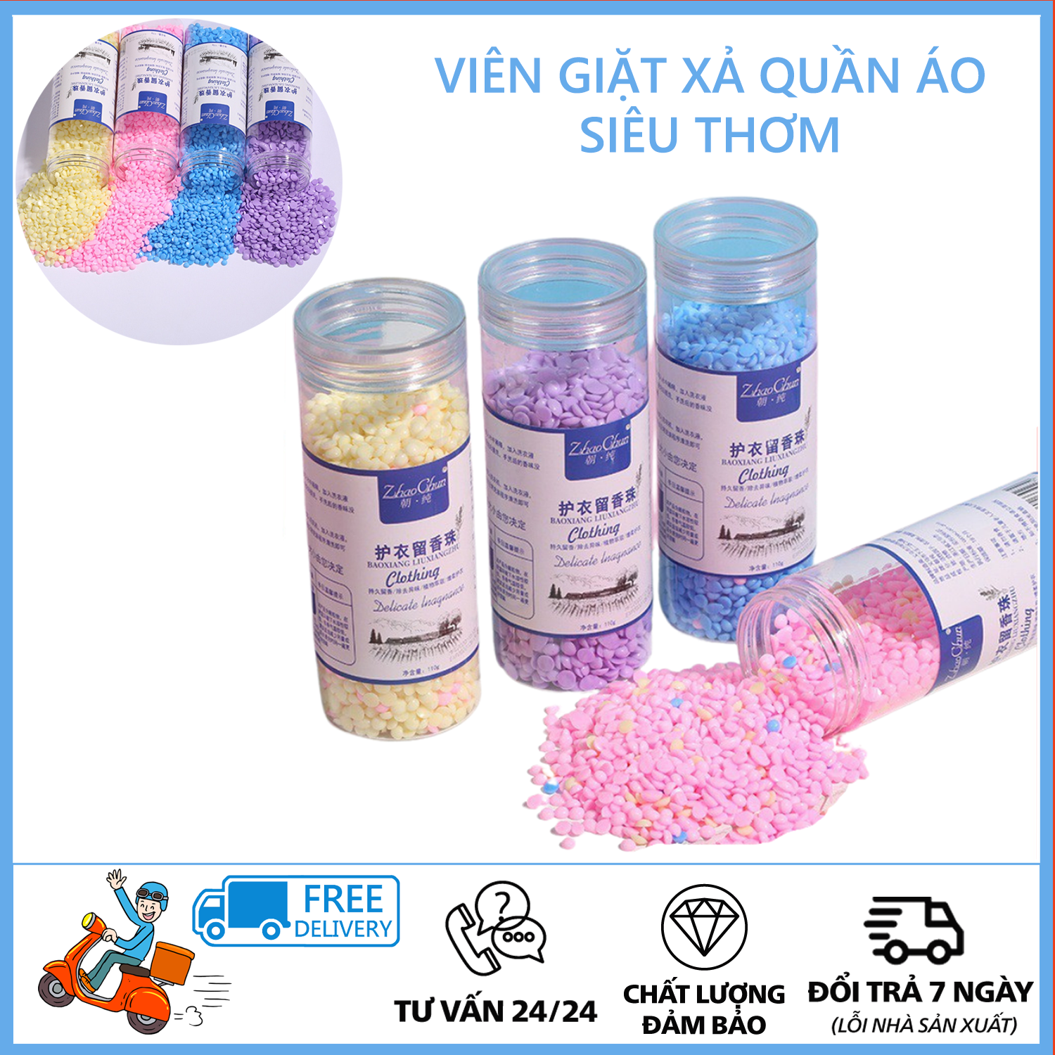 Viên Xả Hạt Giặt Thơm Quần Áo Làm Mềm Vải , An Toàn, Dịu Nhẹ Cho Da 110g