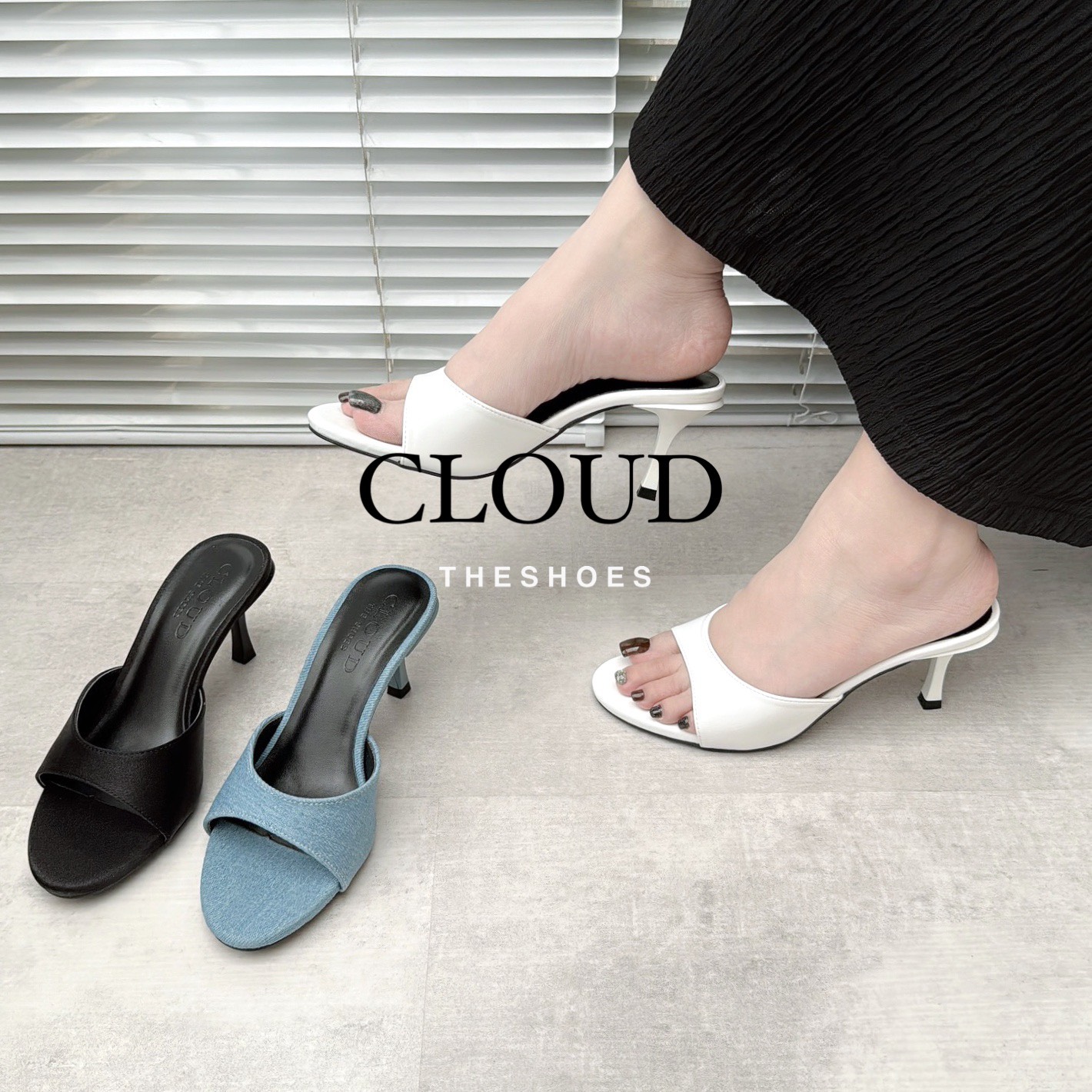 Giày cao gót 7cm mũi tròn quai ngang bầu dễ phối đồ Cloud the shoes