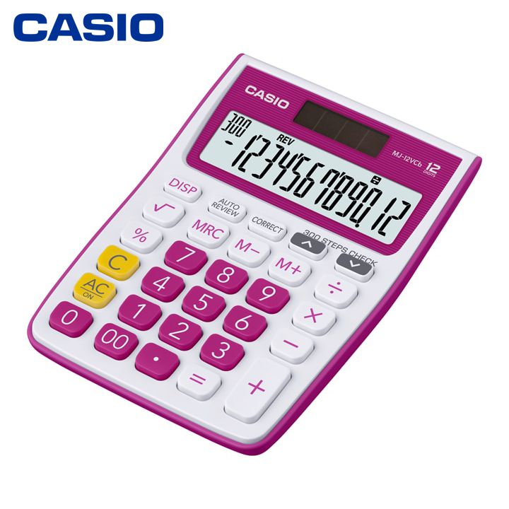 Máy tính sắc màu casio mj-12vcb-đỏ chính hãng bh 7 năm