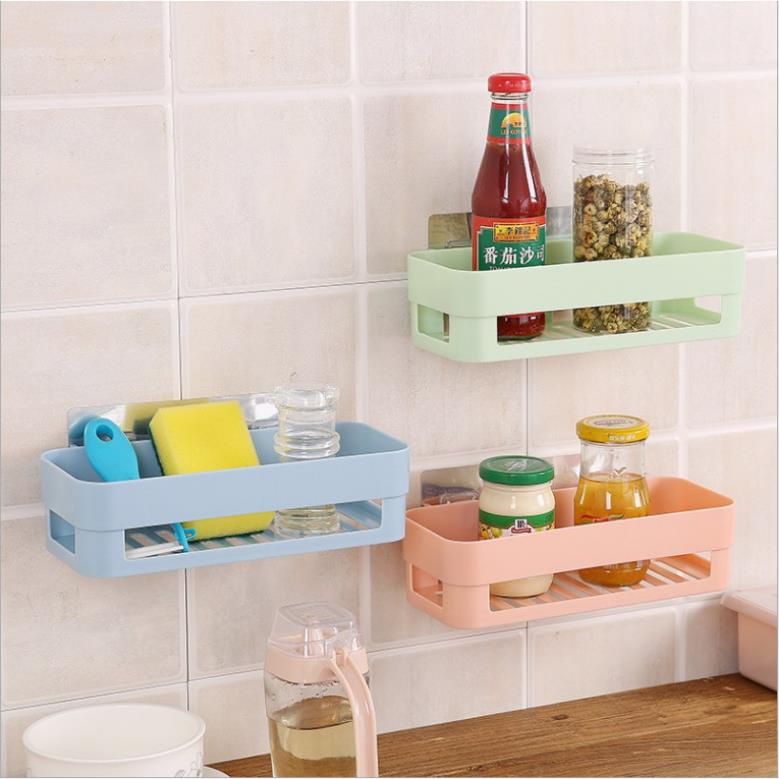 Kệ Đựng Đồ Nhà Tắm Dán Tường Bằng Nhựa Hình Chữ Nhật, Chắc Chắn Tiện Dụng