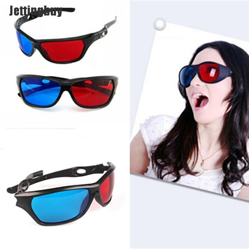 Jettingbuy 3D Glasses Red Blue Black Frame For Dimensional Anaglyph TV Movie DVD Game