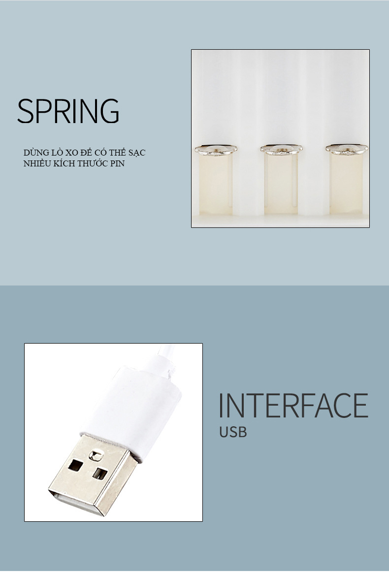 Bộ sạc pin tiểu AA AAA 3 cổng USB Bmax B-03