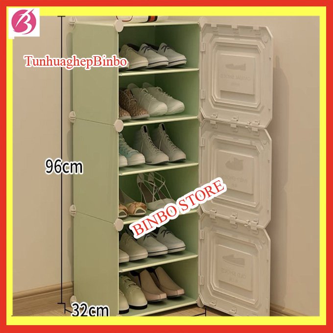[Mẫu mới] Tủ nhựa để giày dép lắp ghép cửa in 3d đa năng 6 ngăn (ô) kích thước 90x40x30cm để được 12 đôi, dễ lắp ghép, lau chùi thuận tiện