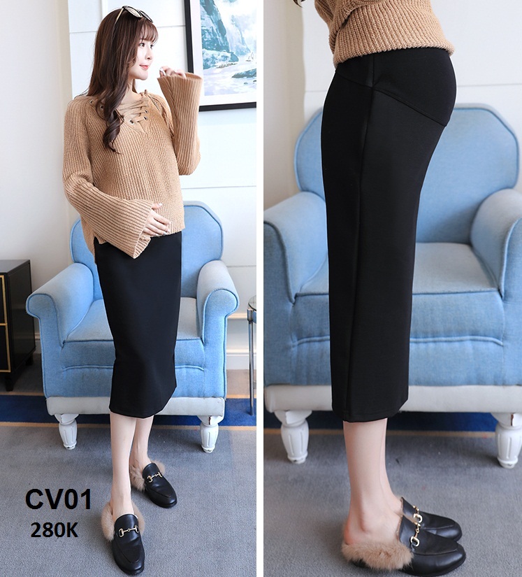 Chân váy bầu công sở thun dày dặn CV01