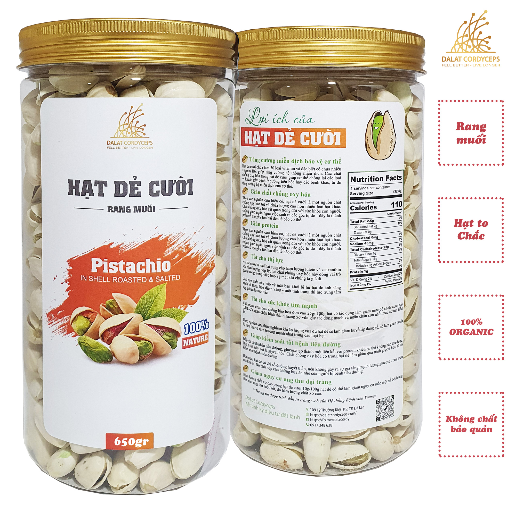 Hạt dẻ cười rang muối - Dalat Cordyceps - loại cao cấp