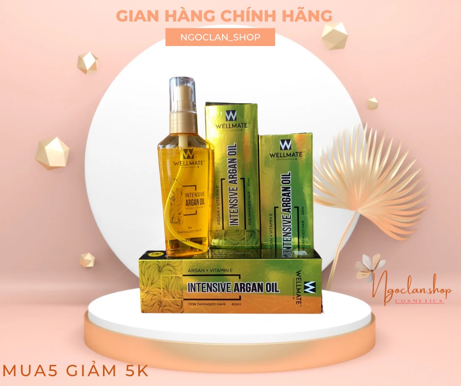 Tinh dầu dưỡng tóc mềm mượt wellmate keratin argan 60ml - chính hãng