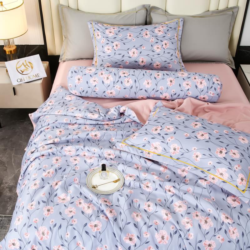 Bộ chăn ga lụa thái set 5 món có vỏ gối ôm cùng bộ