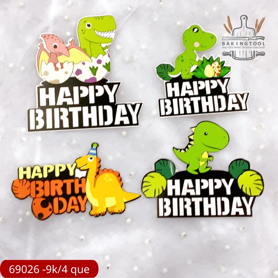 Set que giấy-4 que HPBD khủng long
