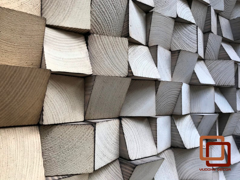 Tranh gỗ trang trí 3D GRADIENT ẤM ÁP (Wood mosaic) - KÍCH THƯỚC 30cmx1M