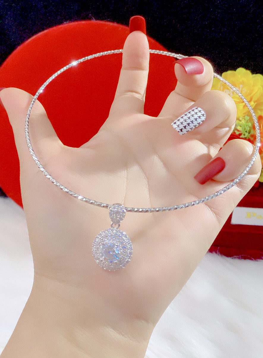 Kiềng cổ mặt xoàn mạ bạch kim cao cấp P475