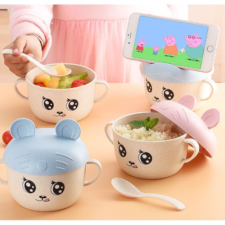 Bát ăn dặm lúa mạch  kèm thìa mickey