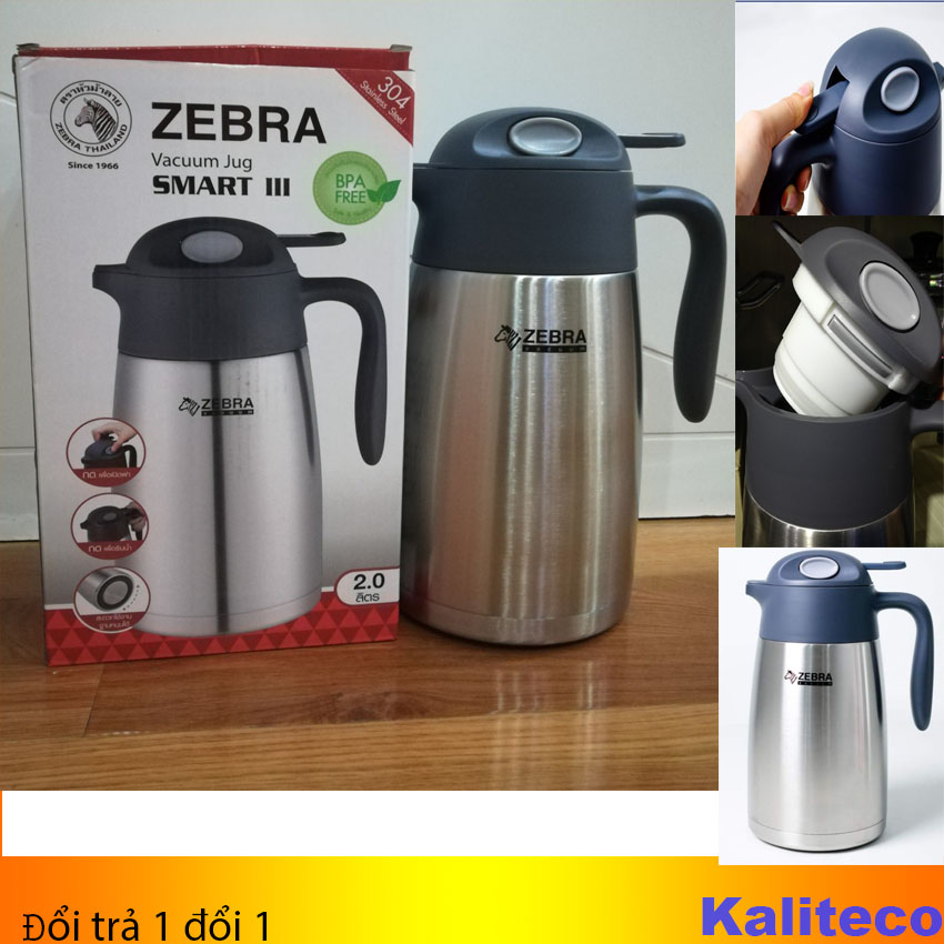 [HCM]Bình Giữ Nhiệt Inox Zebra Smart III 2000ml 112950-Kaliteco