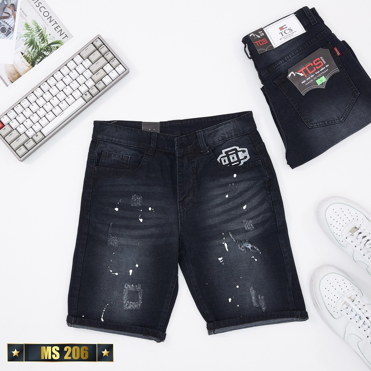 [Hoàn Tiền 15%] quần short jean nam họa tiét thêu cao cấp ,full team mác, chất liệu jean , co giãn tốt ,hàng chuẩn shop (ảnh thật shop chụp ) DIỄM NHI SHOP BMY007