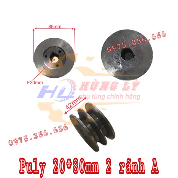 Puly 20*80mm 2 rãnh A puly đảo chiều puly các loại phụ tùng máy nông nghiệp phụ tùng Hùng Lỳ
