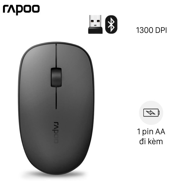 Chuột Không dây Bluetooth Rapoo T200 Đen xám ( Like New )