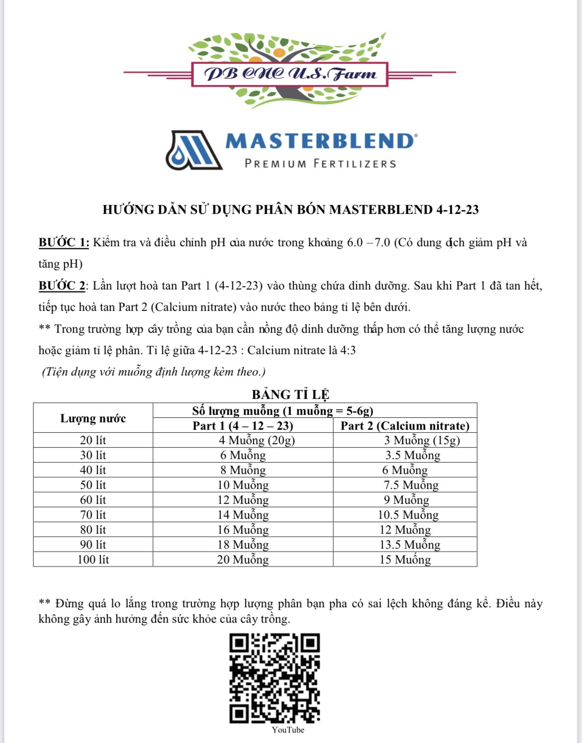 Dung dịch thủy canh Masterblend KL 0,9 kg