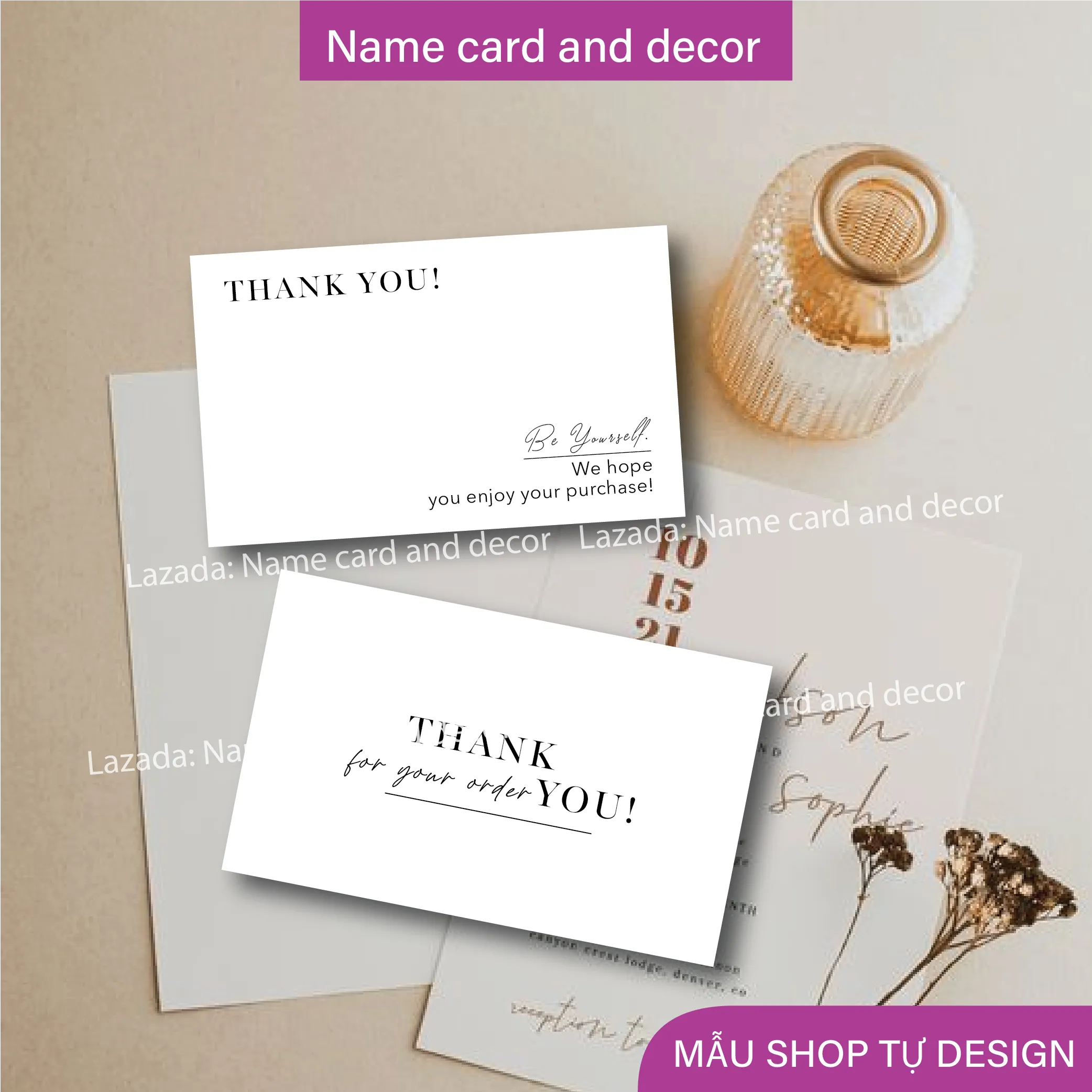 (Combo 100 cái) Thank you card, thiệp cảm ơn, name card and decor, có sẵn dành cho shop bán hàng