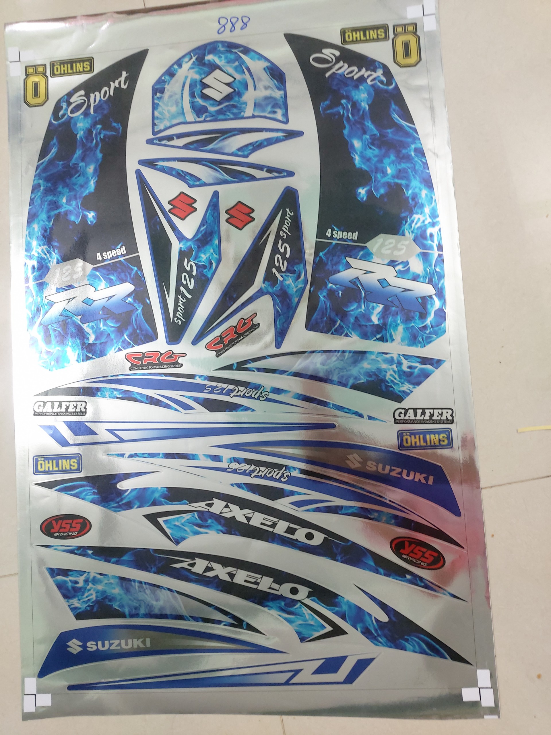 Tem axelo suzuki khói xanh crom cao cấp