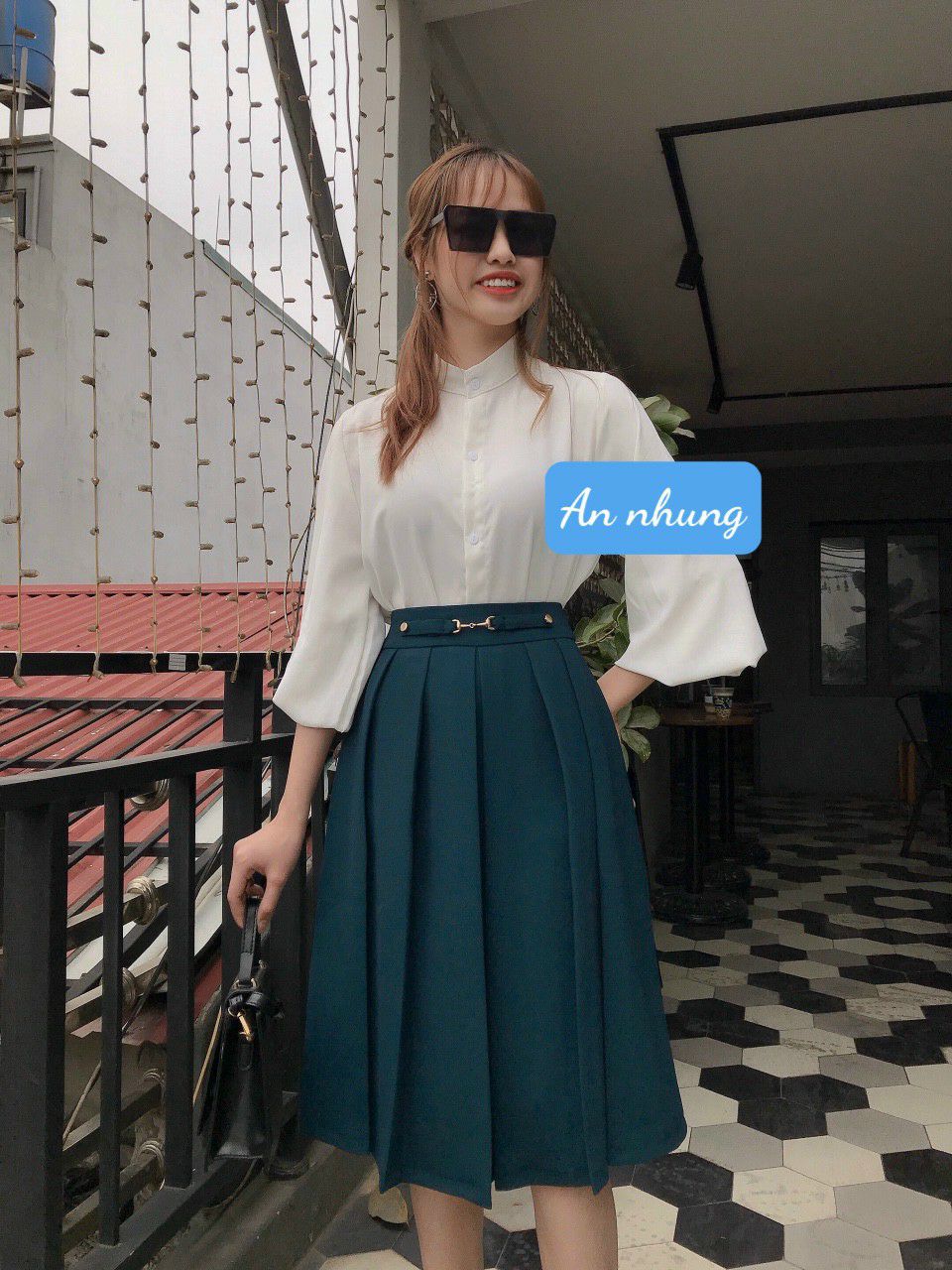 Chân váy công sở - dáng xòe - xếp ly