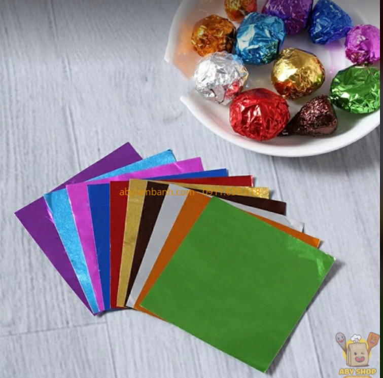 [HCM]100 giấy bạc gói bọc kẹo socola 8x8cm