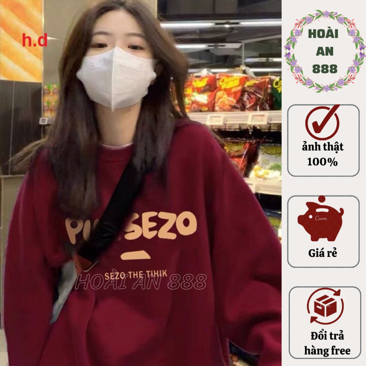 Áo sweater đỏ purze cặp đôi, áo nỉ unisex dài tay nam nữ mặc đẹp
