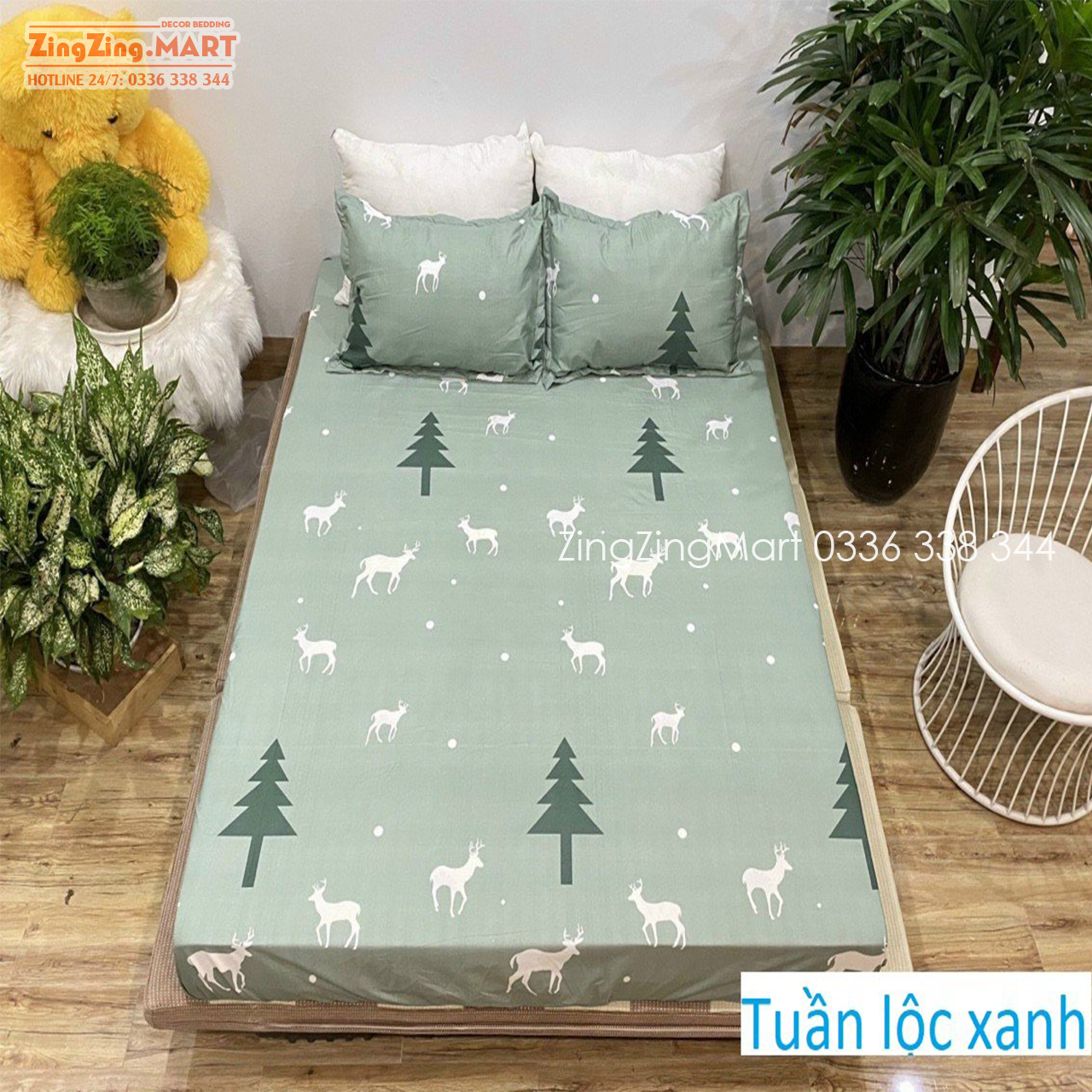 Set Ga Gối,Bộ Drap giường Poly Cotton Mẫu Đào Cam (Được chọn mẫu)