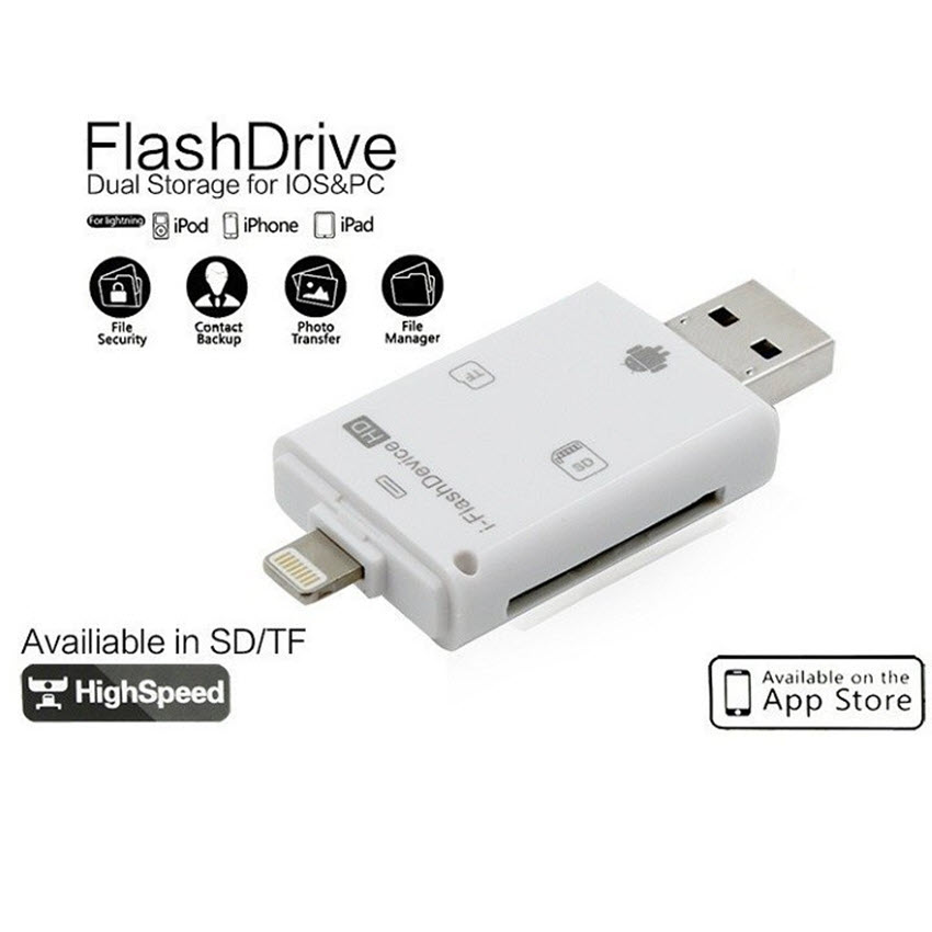 Đầu đọc thẻ nhớ cho iPhone iPad - i-FlashDevice HD Card Reader chất lượng cao