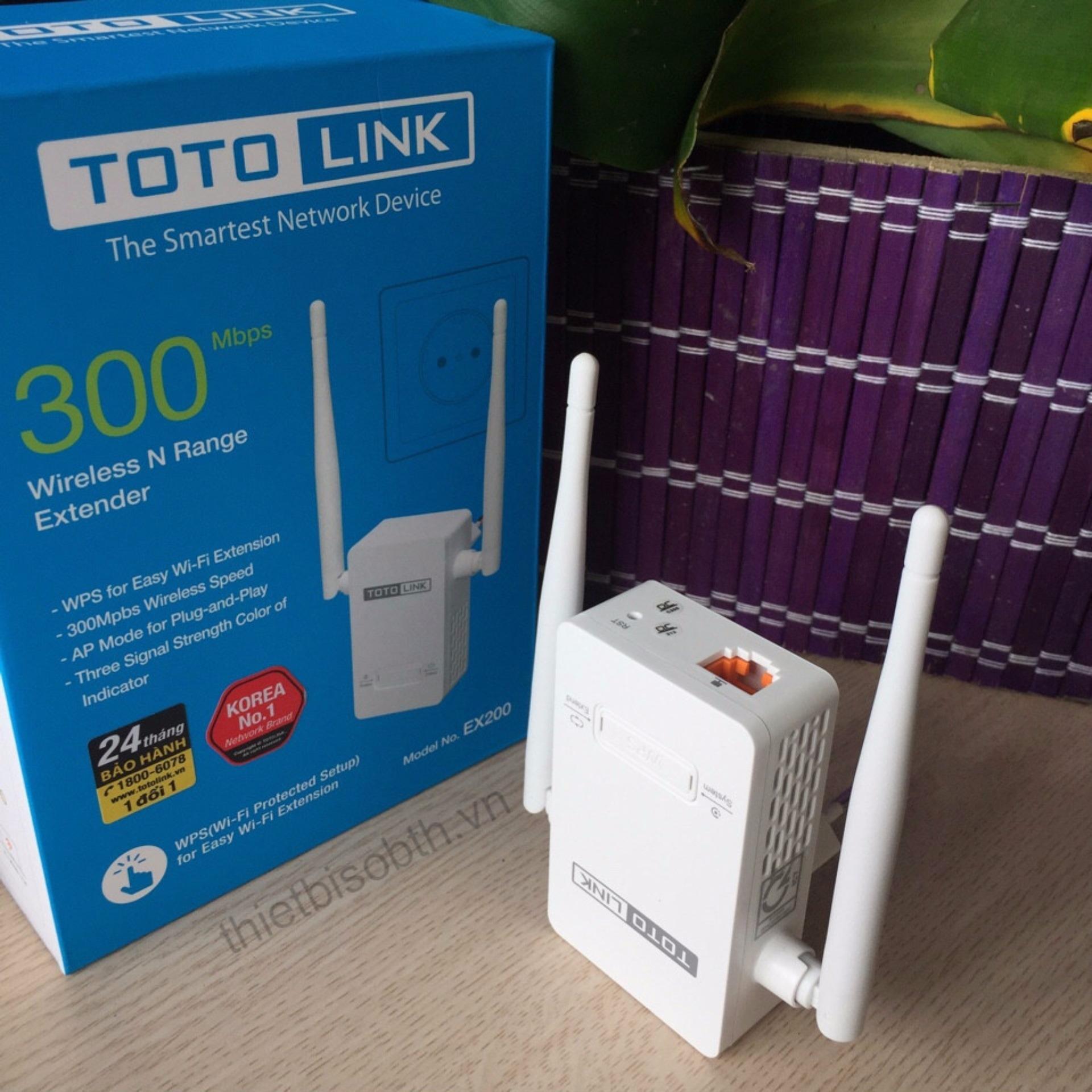 [BẢN QUỐC TẾ - BH 12 THÁNG] Bộ Kích Sóng WiFi TOTOLINK EX200 - Thiết Bị Mở Rộng WiFi 300Mbps ,Chuẩn Wifi: IEEE 802.11b/g/n, 2 Râu WiFi 2*2 DBI Antenna 2.4GHZ Giúp Tăng Khả Năng Phát Sóng Xuyên Tường