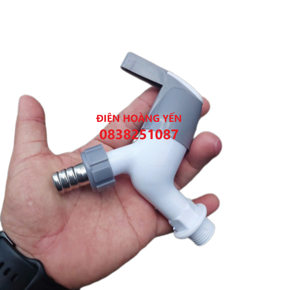 Vòi Nước Nhựa Ren 21 (Phi 21) Xả Thẳng, Tay Gạt PVC