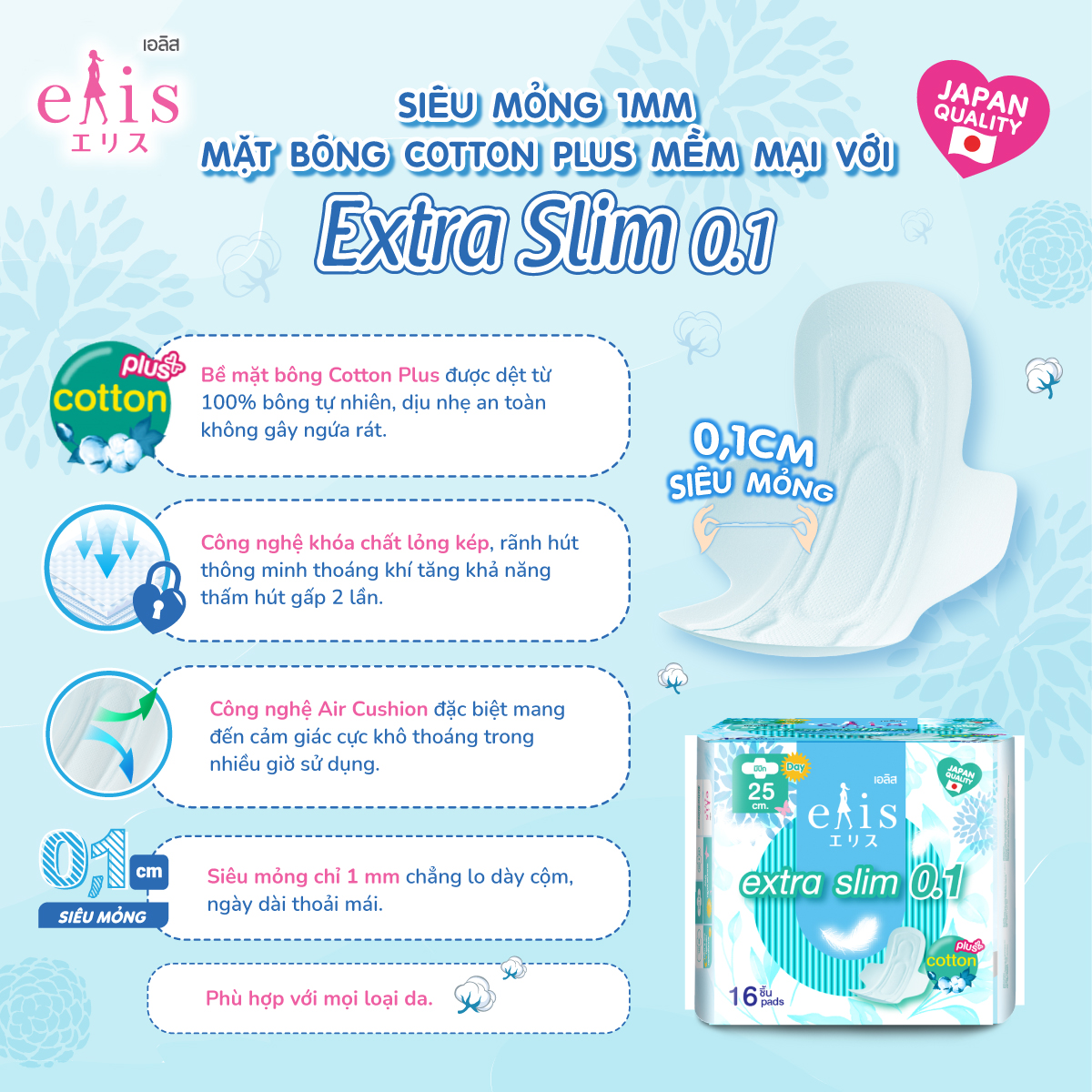 BĂNG VỆ SINH ELIS EXTRA SLIM 0.1 (BC)