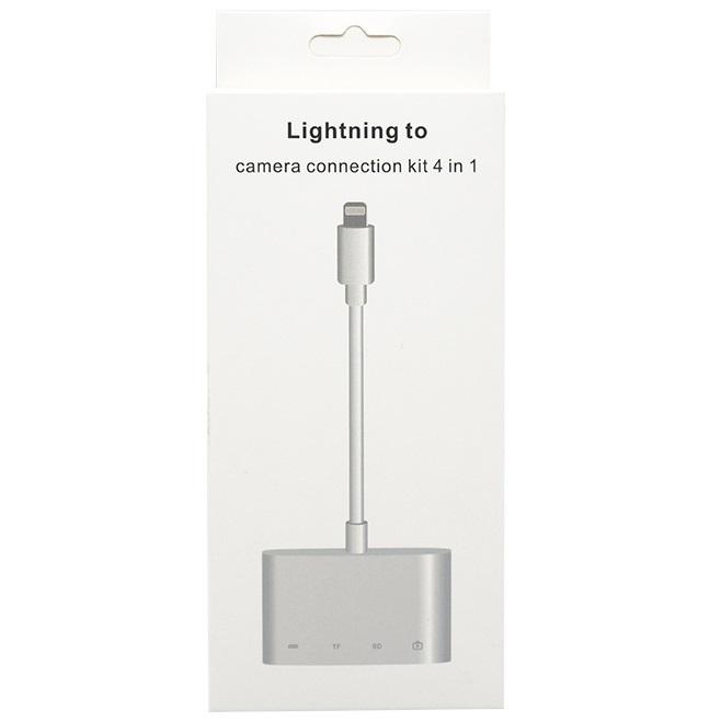 4 trong 1 Lightning to USB Camera Adapter SD/TF Đầu Đọc Thẻ USB 3.0 OTG