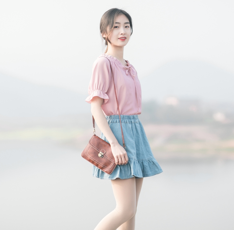 Áo sơ mi nữ cổ bèo thắt nơ tay lỡ chất vải lụa đẹp SP10